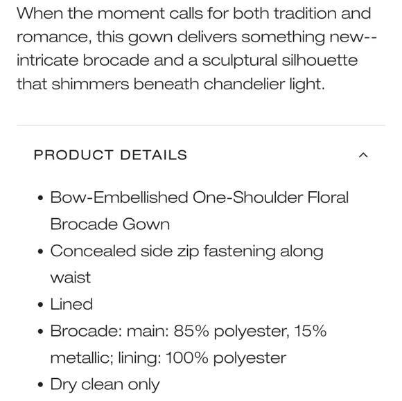 Donna Karan Floral Brocade One Shoulder Bow Gown Dazzling Blue Multi 8 - Picture 10 of 10